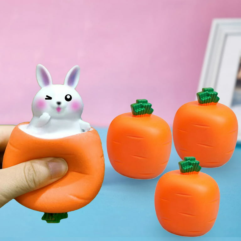 Squeeze Fidget Toy Flexible TPR Pinch Carrot Doll Quick Recovery Stress  Relief Vent Toy Squeezing Rabbit Doll Decompression Toys Kid Toy Gift 
