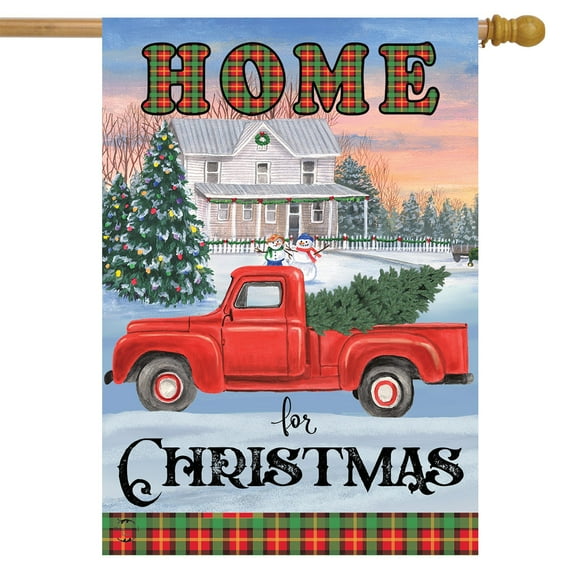 Briarwood Lane Home for Christmas Pickup Truck House Flag