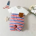 thumbnail image 2 of MeetoTime Baby Boys Girls Independence Day Jumpsuits Short Sleeve Infant Toddler Wrap Bottom Rompers Baby Summer Clothes, 2 of 7