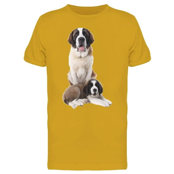 Two Cute Saint Bernard Dogs T-Shirt Men -Image by Shutterstock, Male x-Large