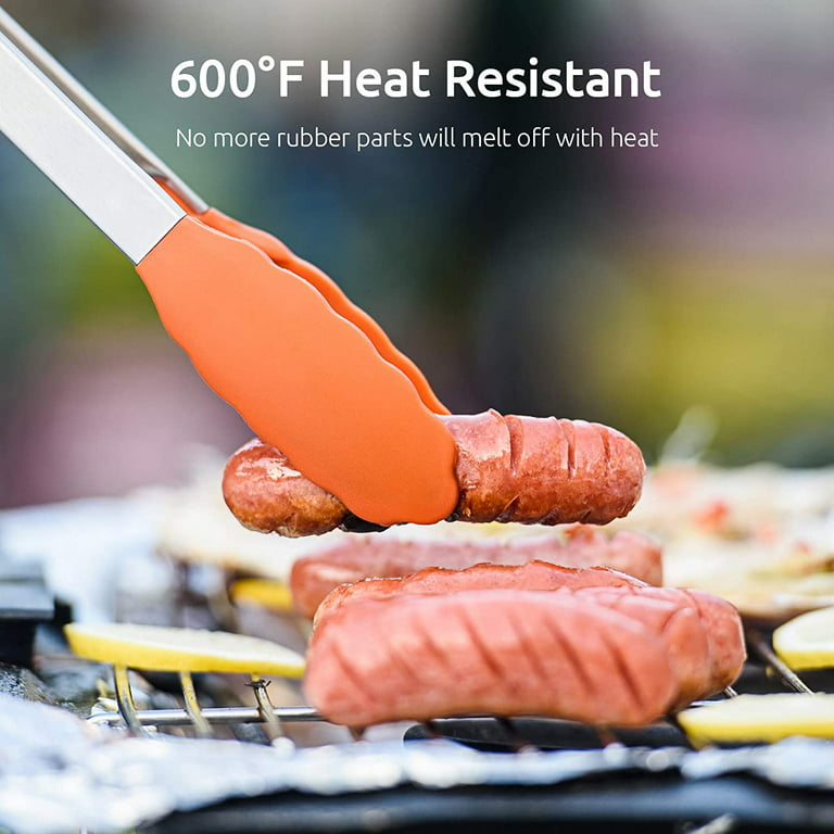 Kitchen Accessories Ergonomic Food Tong Silicone Handle Heat Resistant  Metal Food Serving Grill Food Tongs Salad