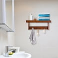 thumbnail image 4 of Gymax Entryway Hanging Wood Coat Rack Wall Mounted Upper Shelf w/ 3 Double Hooks Brown, 4 of 10