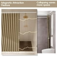 thumbnail image 5 of Magnetic Folding Shower Curtains Shower Curtain Fabric Polyester Waterproof Shower Curtains Suitable for Family Hotel Homestay Bathroom (Brown,77" W x 72" L) 1 Panel, 5 of 9
