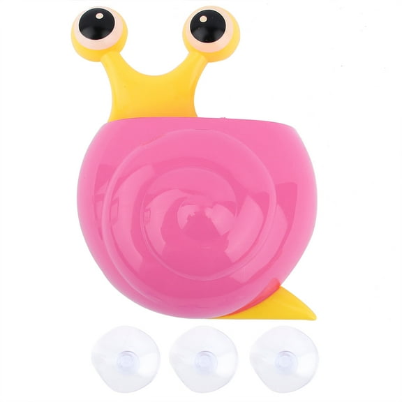 Suction Cup Toothbrush & Toothpaste Holder for Bathroom Walls Stylish Pink Snail Design