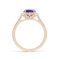 thumbnail image 2 of ANGARA Natural Round 1.15 ct Amethyst Engagement Ring with Diamond Halo in 14K Rose Gold for Women (Size-7mm) | February Birthstone, Anniversary, Jewelry Gift for Women | Natural Amethyst Ring, 2 of 10