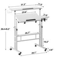 thumbnail image 6 of Soges Mobile Standing Desk with Cup Holder and Hooks, Portable Stand Up Desk, Adjustable Height Small Standing Desk, Rolling Desk with Wheels, Home Office Laptop Cart, White, 6 of 9