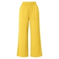thumbnail image 6 of Women'sm Palazzo Pants Stretchy High Waisted Casual Wide Leg Slacks Summer Beach Lounge Trousers with Pockets Yellow 2XL, 6 of 10
