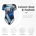 thumbnail image 4 of Balery Futuristic Blue Light White Tiger Body de cuello redondo de manga corta para mujer Tops de manga corta Tops básicos-Medium, 4 of 7