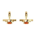 thumbnail image 4 of 1.35 ct Lever-Back Drop Dangle Earrings for Women | 4.5mm Round Cut Simulated Red Diamond | 14K Yellow Gold, 4 of 5