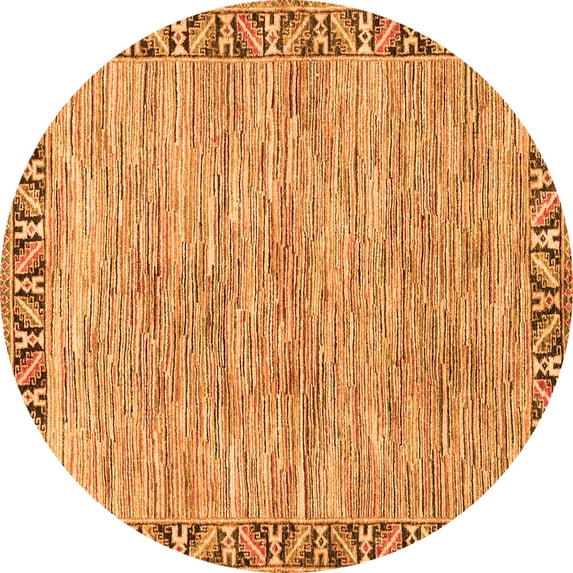 Ahgly Company Indoor Round Abstract Orange Modern Area Rugs, 8' Round