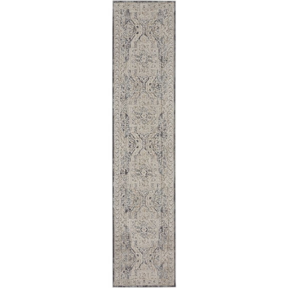 Nourison Nyle Bohemian Persian Ivory Charcoal 2'3" x 8' Area Rug, (2x8)