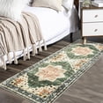thumbnail image 6 of Tzou Area Rug Runner 2x6 Vintage Retro Rug Indoor Door Mat Non Slip Carpet for Bathroom Entryway Bedroom, Dark Green, 6 of 8