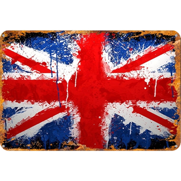 Placa Metal Vintage Inglaterra Pintura Hierro Rectangular Bar para El 30x20cm