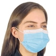 thumbnail image 3 of Mascarilla facial desechable transpirable de 3 capas (Azul Cielo) - Fabricada en EE. UU. - | Polipropileno no tejido | Bloquea el polvo y la contaminación del aire | (50 piezas) Lutema 3-Ply, 3 of 6