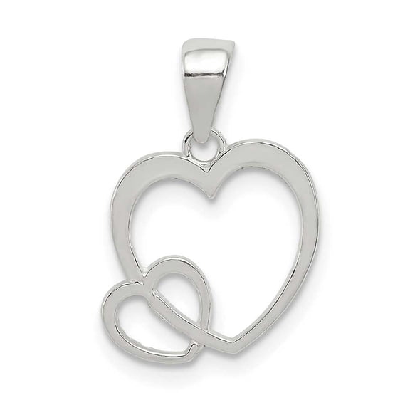 925 Sterling Silver Polished Love Hearts Pendant Necklace 12.3x11.75mm Wide Pendant for Women