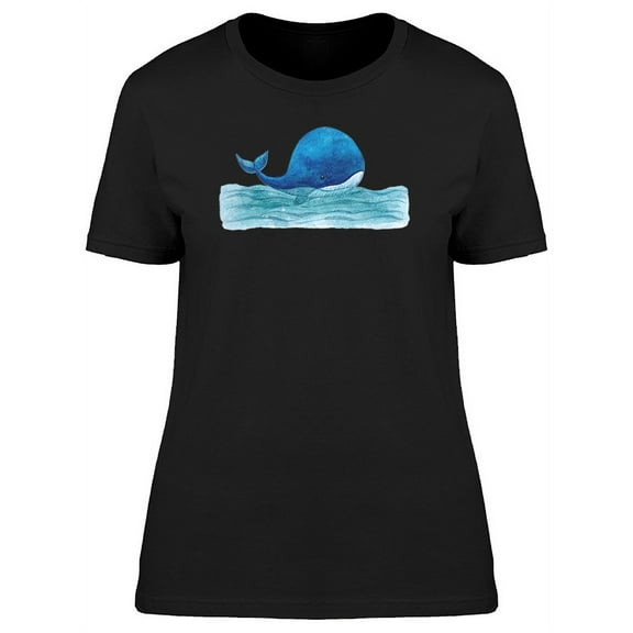 Lovely Blue Whale, Watercolor T-Shirt Women -Image by Shutterstock, Female Large