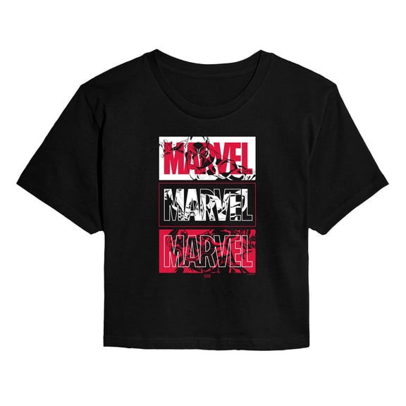 Marvel - Black Panther Stacked Logo - Juniors Cropped Short Sleeve Graphic T-Shirt