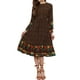 thumbnail image 2 of VESTIDOS BOHO CHIC de INSPIRE para Mujeres, Floral, Cuello Redondo, Mangas Largas, Vestido Midi de Verano, Negro-Rojo-Amarillo Floral M, 2 of 6