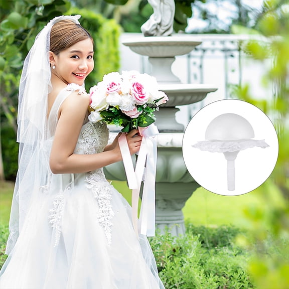 OULII Bouquet Handle For Artificial Flowers Floral Handle Bouquet Holder White Foam 1 Set