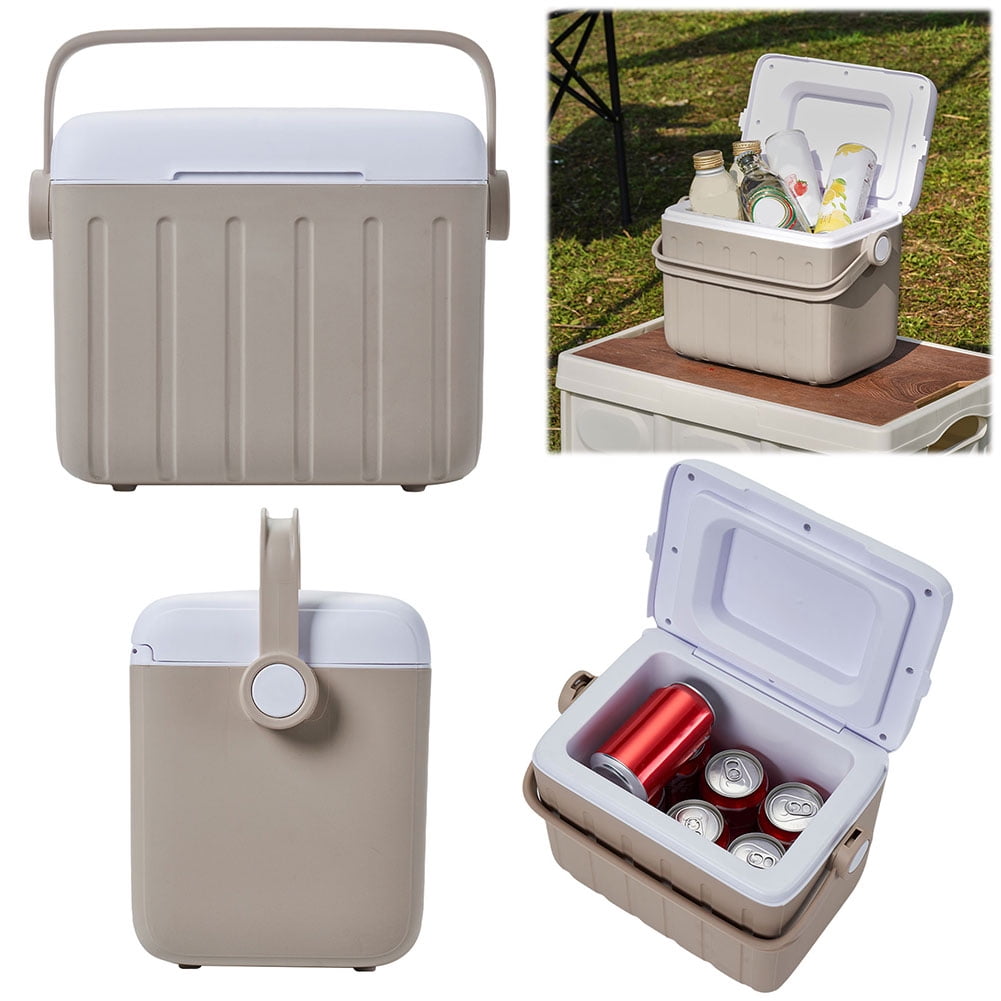 6L Camping Cooler Box Insulated Ice Chest Outdoor Hard Cooler Sport Supplies (Milk Coffee)