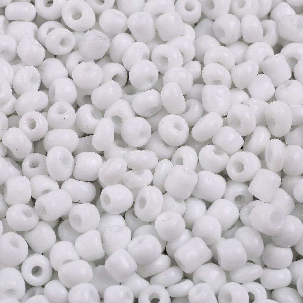 6/0 Glass Seed Beads Opaque Colours Seed Small Craft Beads for DIY Jewelry Making Round Round Hole White 6/0 4mm Hole: 1.5mm about 500pcs/50g 50g/bag 18bags/2pounds