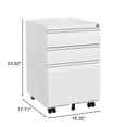 thumbnail image 5 of Mobile File Cabinet with 3 Drawers, Under Desk Metal Filing Cabinet on Wheels, Storage Cabinet with Lock for Legal/Letter/A4 Files, Fully Assembled, White, D8949, 5 of 12