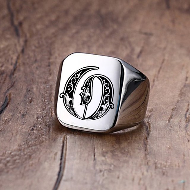 Anillo de sello con iniciales Retro Vnox para hombre, 18mm, sello pesado voluminoso, banda masculina, letras de acero inoxidable, regalo de joyería personalizado para él Tan Jianjun unisex