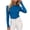 Blue, variant on Women's Mock Neck Long Sleeve Shirts Ribbed Slim Knit Tops Base Layering Undershirts Tees Shirts Women Tops