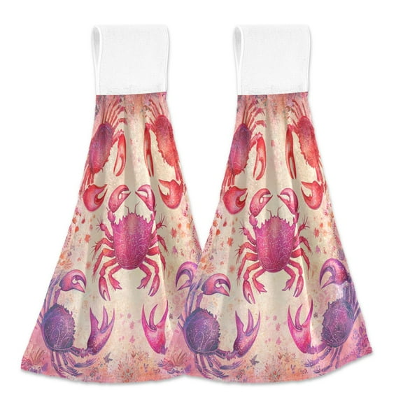 BZSMCE Hanging Hand Towels Fashion Crabby Dance Party Pattern 2-Pack - Velcro Style Bathroom Kitchen Towels