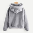 thumbnail image 3 of Fgnfyis Women's Long Sleeve Solid Hoodie Coat Warm Bear Shape Fuzzy Hooded Sweatshirt Warm Winter Hoodie Grey XXXXXL, 3 of 4