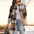 thumbnail image 2 of HongQid Womens Plaid Shacket Jacket Fall Spring Fashion Long Sleeve Button Up Flannel Shirt Clothing, 2 of 5
