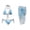 Blue Marble, variant on Women’s Swimsuit Set 3 Piece Hawaii Green Palm Print V-Neck Triangle Top Side Tie Drawstring Bikini Set and Long Sarong Cover Up Set for Women
