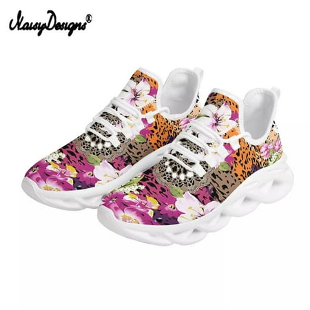 

Noisydesigns Sexy Leopard With Flower Pattern Women s Sneakers 2024 Summer Sport Shoes Plus Size Knit Shoes Ladies ers