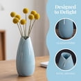 thumbnail image 2 of REGALWOVEN Modern Vase, Matte Ribbed Decorative Flower Vase for Desktop, Shelf & Bathroom, Minimalist Boho Home Decor Accent Blue 2.4"L x 2.4"W x 5.1"H, 2 of 4