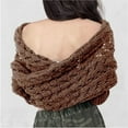 thumbnail image 3 of Women's Scarf with Sleeves,1 Pcs Knitted Cable Wrap,Scarf with Sleeves Crochet Pattern with Sleeves,Sweater Scarf with Sleeves for Women,Hollow Sweater Scarf Wrap, Dark Brown, 3 of 7