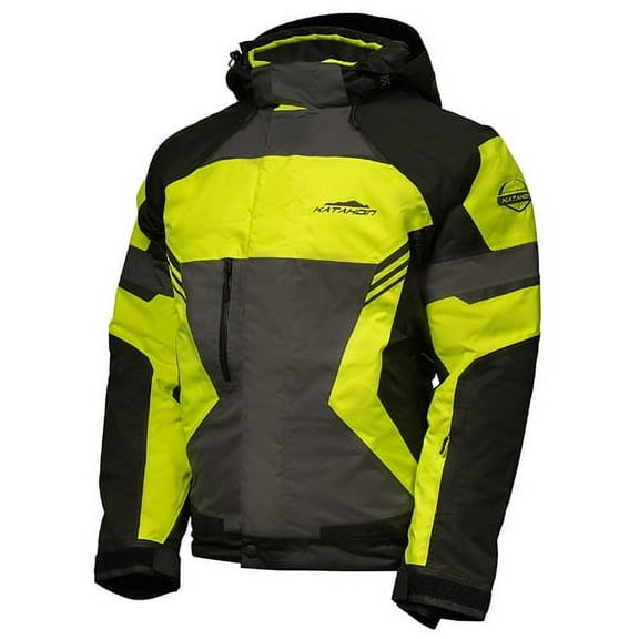 KATAHDIN GEAR DAGGER JACKET MENS, BLACK/GREY/HI-VIZ - LARGE