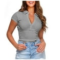thumbnail image 1 of Birdeem Womens Summer Printed Round Neck Button Pleated Short Sleeve Top, 1 of 8