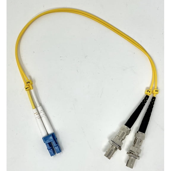 1ft Fiber Optic Adapter Cable LC (Male) to ST (Female) Singlemode 9/125 Duplex