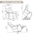 thumbnail image 3 of Khaki Chenille Single Motor Power Lift Recliner Chair with Massage and Heat for Elderly, Heavy Duty Motion Mechanism and One USB for Charging, Max Reclining Angle 155°, 3 of 9