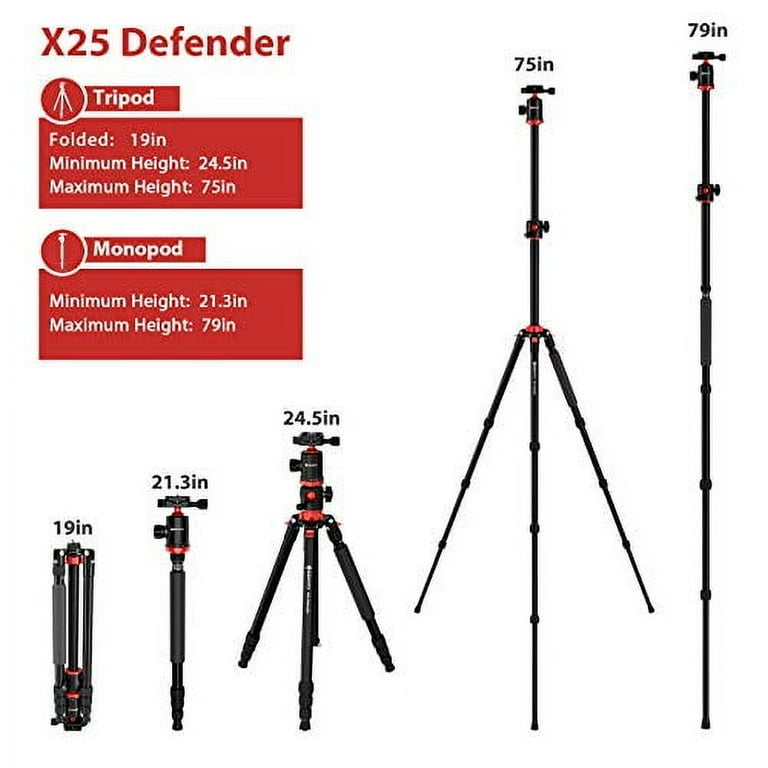 GEEKOTO Tripod, Camera Tripod for DSLR, Aluminum Tripod with 360