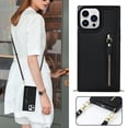 thumbnail image 2 of SaniMore Case for iPhone 14 Pro 6.1" 2022 with Card Slots, PU Leather Zipper Wallet Crossbody Lanyard Flip Kickstand Full-body Protective Retro Shockproof Cover for Girls Women, Black, 2 of 9