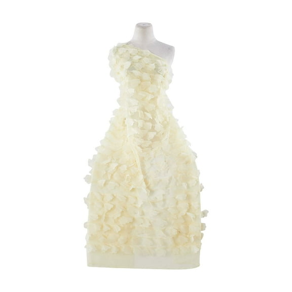 Zelouf Falling Flowers On Tulle  , Sewing, DIY, Crafts Fabric by the Yard, Baby Yellow, 3 Yard