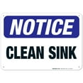 thumbnail image 1 of Clean Sink Sign, OSHA Notice Sign, 10x7 Aluminum, 1 of 1