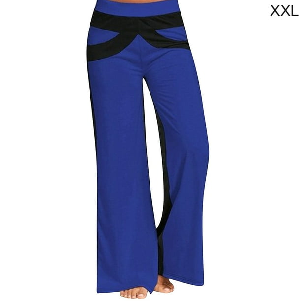 Pantalones de mujer Pantalones deportivos de patchwork Pantalones de chándal casuales de pierna ancha sueltos, Azul, XXL Methold AP002168-17