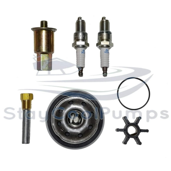 SCP Maintenance Service Kit With Spark Plugs and Fuel Filter For Kohler Marine Generator Models 4EF 5E 6EF 7.3E