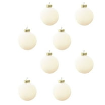 Tarmeek 8Pcs Velvet Christmas Flocking Balls Ornaments for Xmas Christmas Tree, Plastic 3.15 Inch Shatterproof Christmas Tree Decorations Hanging Ball for Holiday Wedding Party Decoration