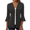 thumbnail image 2 of Sakmal Casual Coats for Women Plus Size Black Lightweight Long Sleeve Sleeve Solid Cardigan Loose Fit Flowy Ladies Jackets, 2 of 5