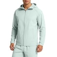 thumbnail image 2 of Sun Protection Hoodie Jacket for Men Long Sleeve Solid Color Zip Cardigan Polyester, 2 of 9