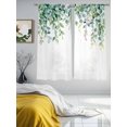 thumbnail image 4 of Eucalyptus Leaves Semi Sheer Window Curtains 63 Inches Long, Green Botanical Summer Spring Rod Pocket Voile Silky Chiffon Curtain Light Filtering Drapes for Living Room, Kitchen, 52"x63", 2 Panels, 4 of 9