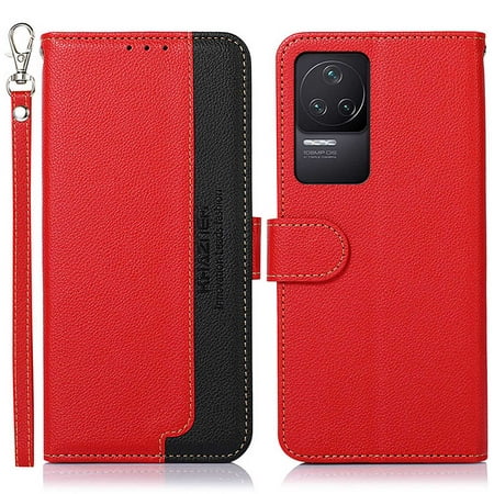 Shoppingbox Case for Xiaomi Redmi K50/K50 Pro 6.67", Wallet Flip Cover Card Slot Magnetic Closure Leather Phone Case - Red